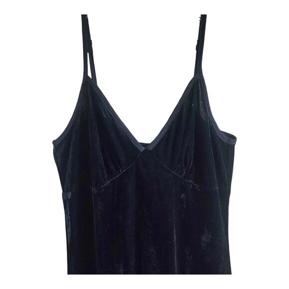 BAND OF THE FREE GYPSIES B.O.G S Midi Dress Black Velvet Side Slit Stretch NEW - Picture 2 of 8